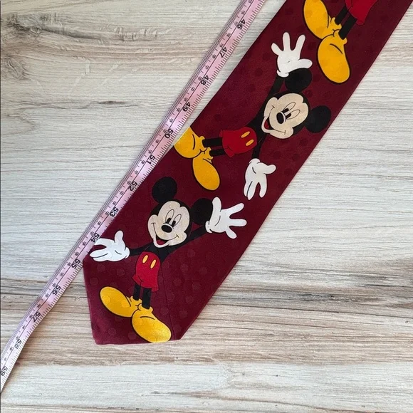 Vintage Mickey Mouse Unlimited Tie – Rudy Cervantes, Red/Burgundy, 56” - Picture 3 of 3